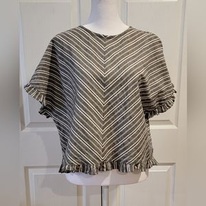 A New Day Poncho Style Cotton Crop Top with Stripes and Ruffle Size Small